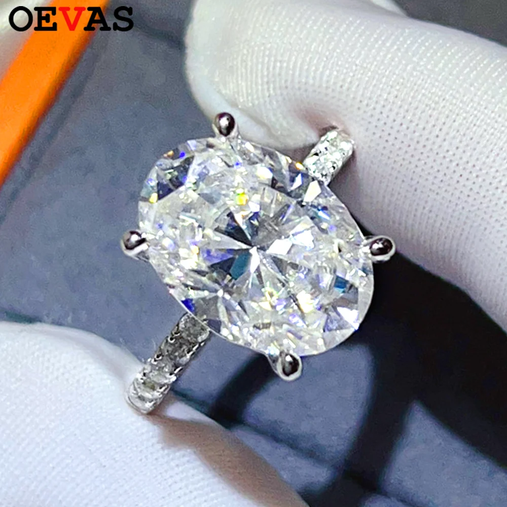 

Кольцо для помолвки OEVAS 8CT с овальным муассанитом для женщин, серебро S925, сверкающий лабораторный бриллиант, массивное обручальное кольцо, изысканные ювелирные украшения, подарки