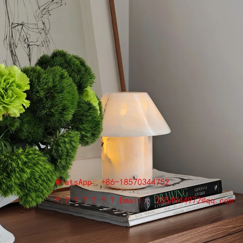 Natural Marble Creative Bedside Lamp, Living Room Bedroom Desktop Decorative Lamp