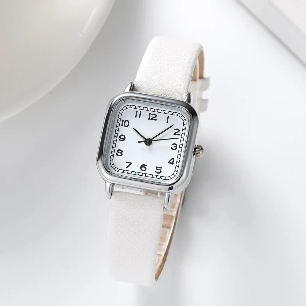 2024 nuevo Reloj Digital De moda Simple cuadrado pequeño Dial estudiante cinturón De cuero Reloj De pulsera para Mujer Reloj De Mujer Dropshipping