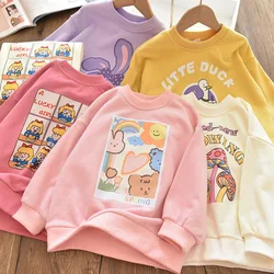 Girls Cartoon Cute Casual Round Neck Hoodie Childrens Girls Clothing For Autumn Cotton Versatile Fashion Kids Girl Pullover Top