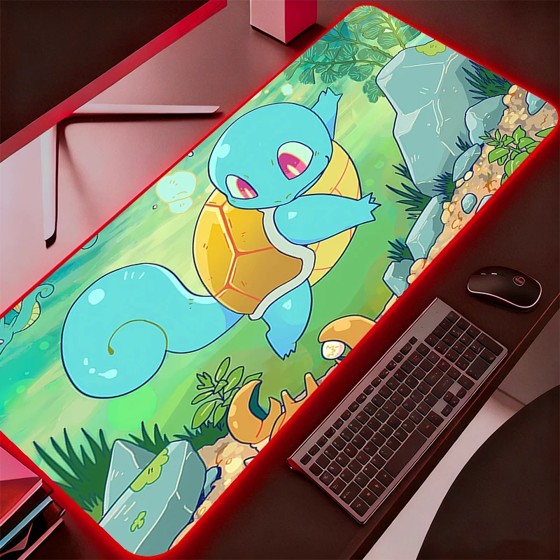 RGB Large Mouse Pad Gamer Pokemon Pikachu Keyboard LED Mousepad Pc Computer Desk Mat Gaming Pad Backlight Mouse Mats For LOL