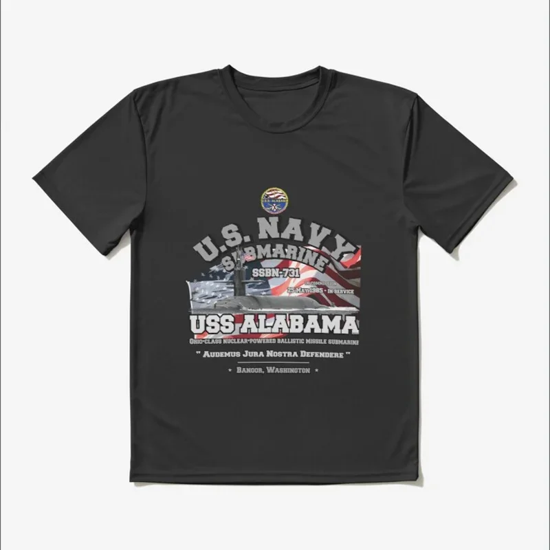 USS Alabama (SSBN-731) Alabama Ballistic Missile Submarine T Shirt New 100% Cotton Short Sleeve O-Neck T-shirt Casual Mens Top