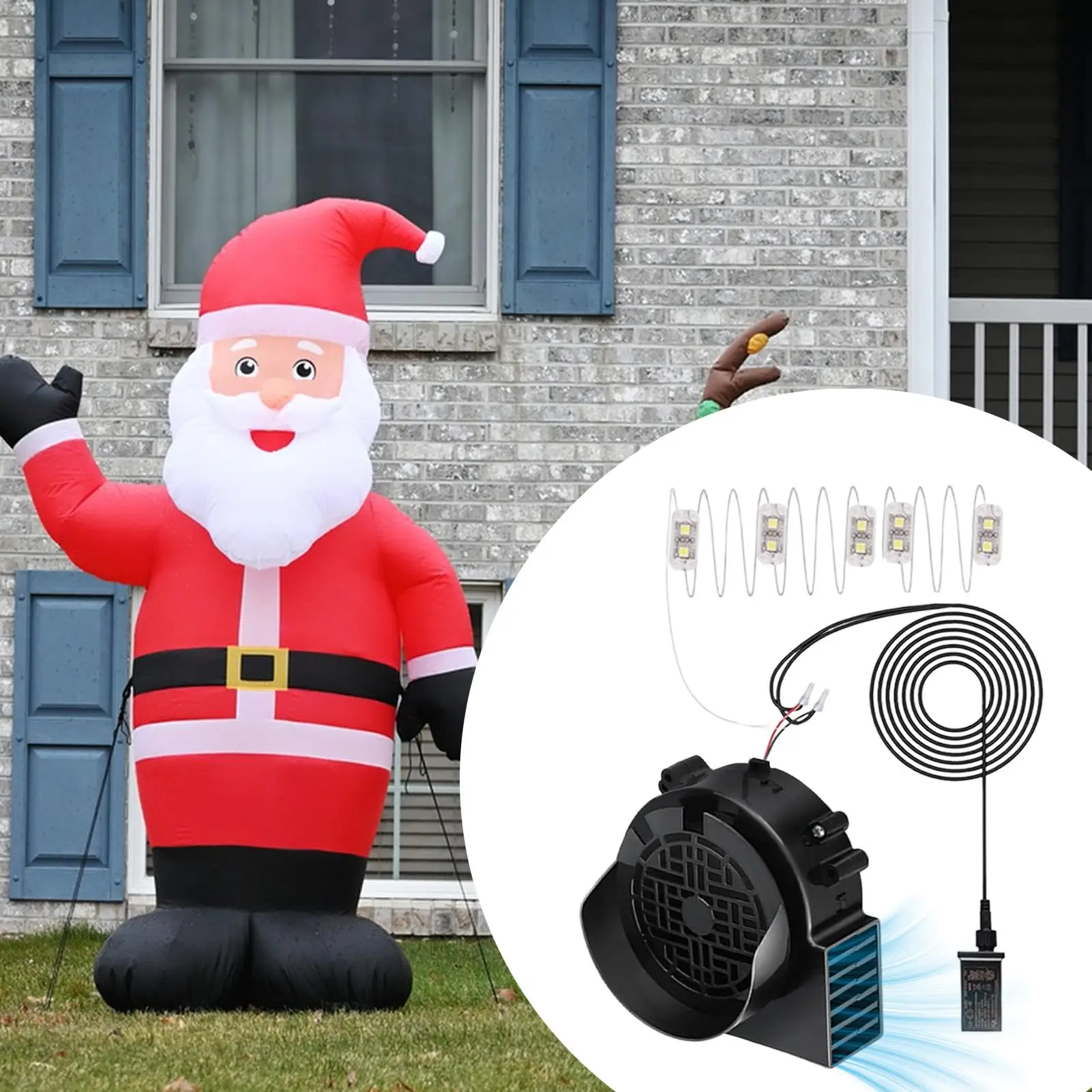 

Нагнетатель для дома, рождественский надувной декор, 12 В, 1,5 А, тихий надувной вентилятор с 5 светодиодными лампами для рождественского пляжа