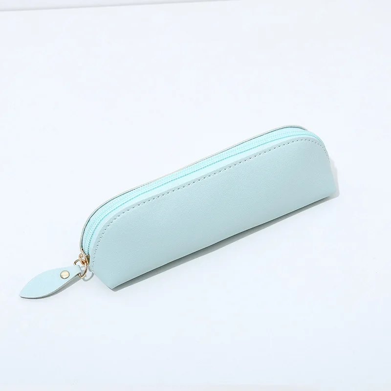 Un estuche creativo de cuero PU para bolígrafos con un diseño de cremallera y una bolsa de almacenamiento de cuero simple para aprender papelería