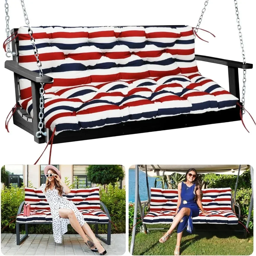 

Outdoor Porch Swing Cushions with Backrest Waterproof Bench Cushion with Seater Swing Cushions