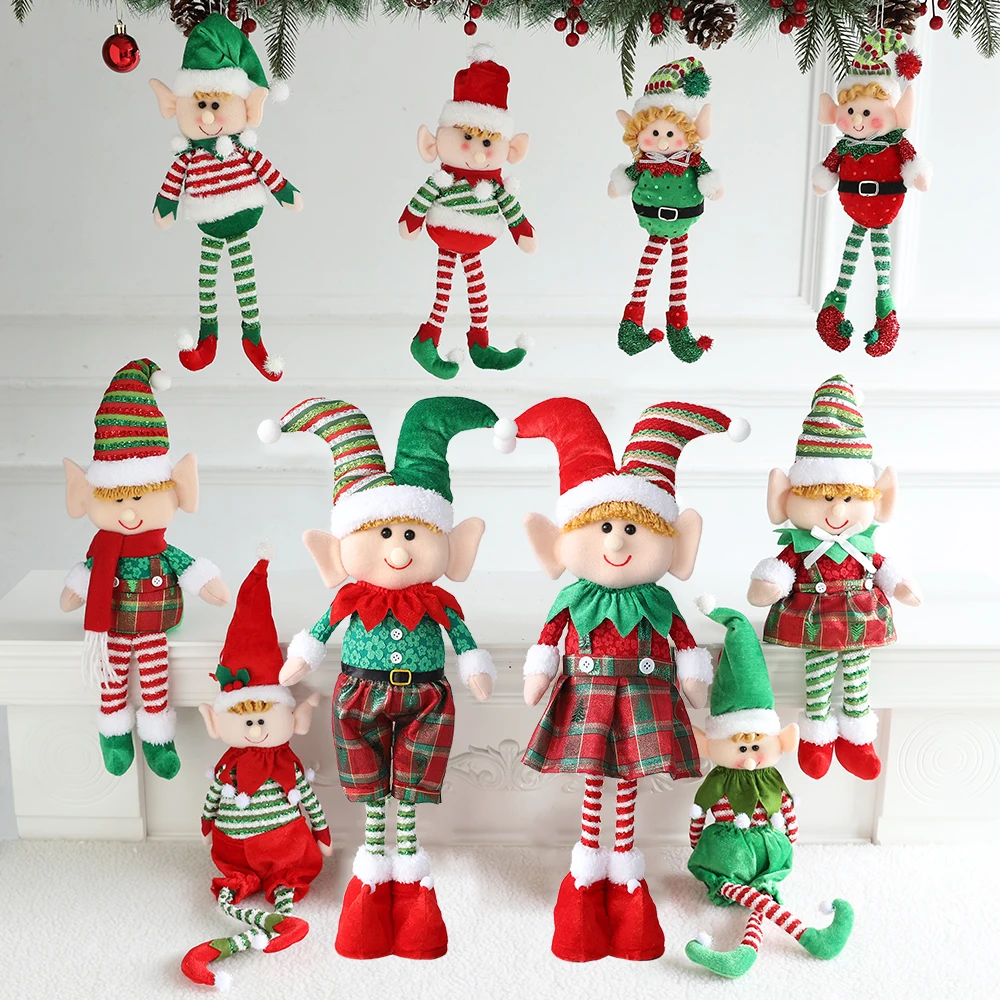 1/2pc Large Retractable Christmas Plush Leg Elf Doll Boy Girl Elf Toy Doll Ornaments New Year Gifts Christmas Decor Navidad 2024