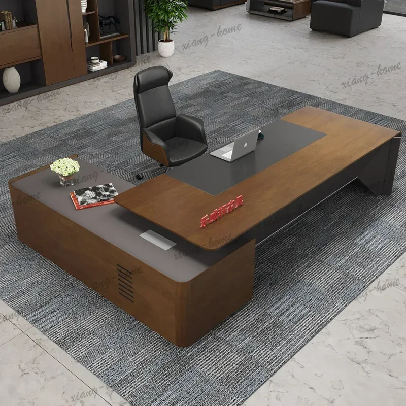 FG Wood Brown Executive Office Desk Modern Cheap Luxury Drawers Executive Office Desk Cheap Study Scrivania Small Spaces Furnitu
