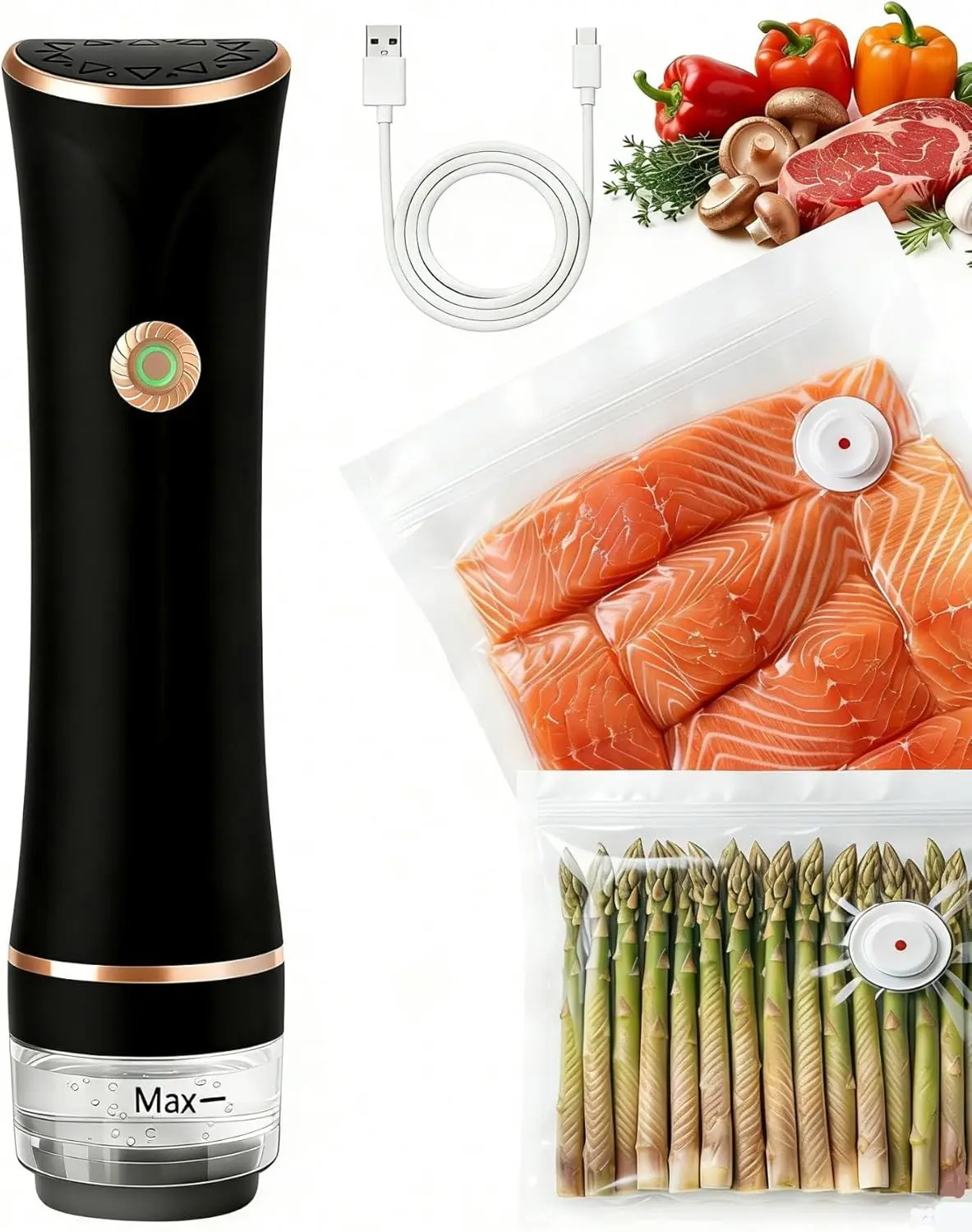

Handheld Vacuum Sealer with Visible Tank, Includes 30 Reusable Bags, Keeps Food Fresh Longer, Portable for Kitchen and Travel