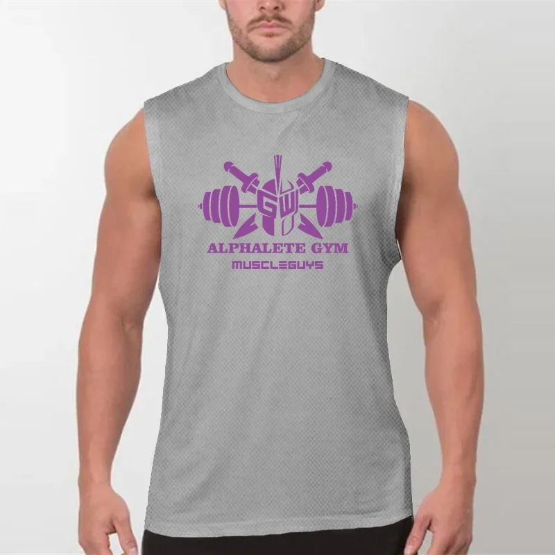 Men's Quick Dry Mesh Tank Tops Sleeveless Gym Running Shirts Workout Vest Bodybuilding Fitness Moisture Wicking Training Clothes