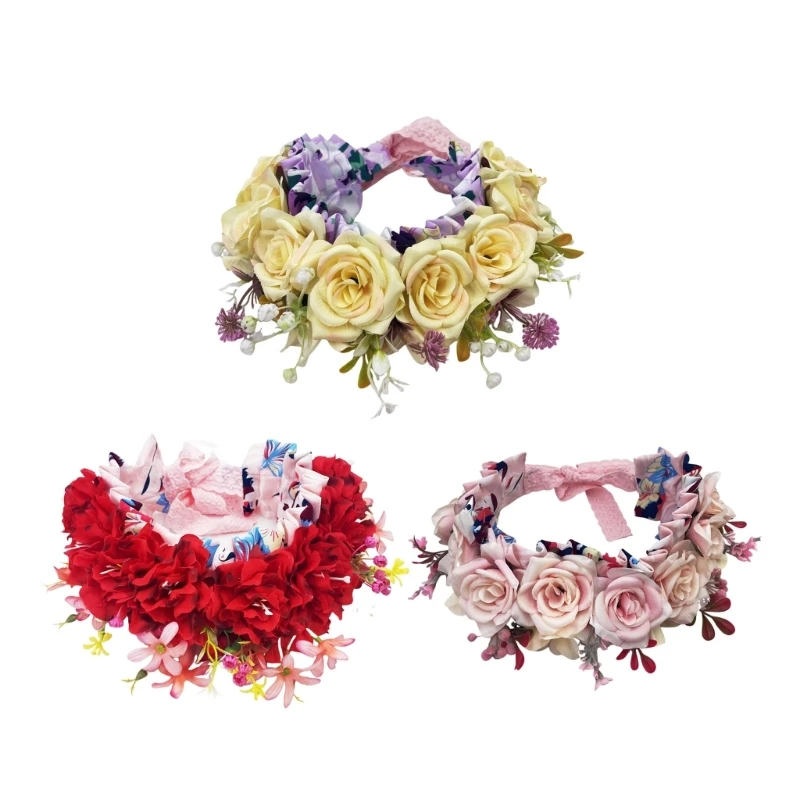 

97BE Infant Photography Props Realistic Flower Headband Newborn Photostudio Props Headwear Baby Photo Headdress Shower Gift