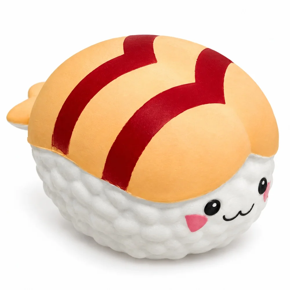 Sushi Squishy Toy Soft PU Slow Rising Foam Orange White Cute Rice Shape Squeeze Fidget Handheld Desk Gift for Teens and Adults