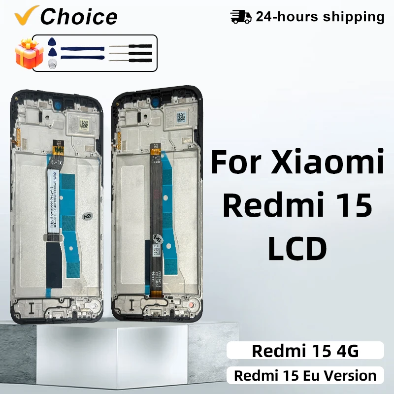 Écran LCD de 6.9 pouces pour Xiaomi Redmi 15 4G, écran tactile, numériseur, assemblage pour Redmi 15 4G, avec cadre