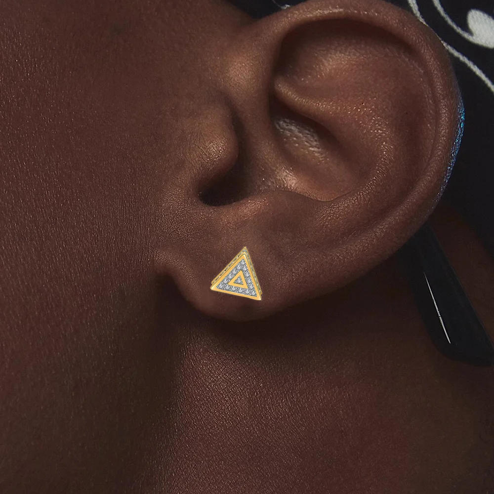 Pendientes triangulares inusuales para hombres y mujeres, Piercing para la oreja, Hip Hop, diseñador, Punk, Rock, Iced Out, joyería de moda, OHE168
