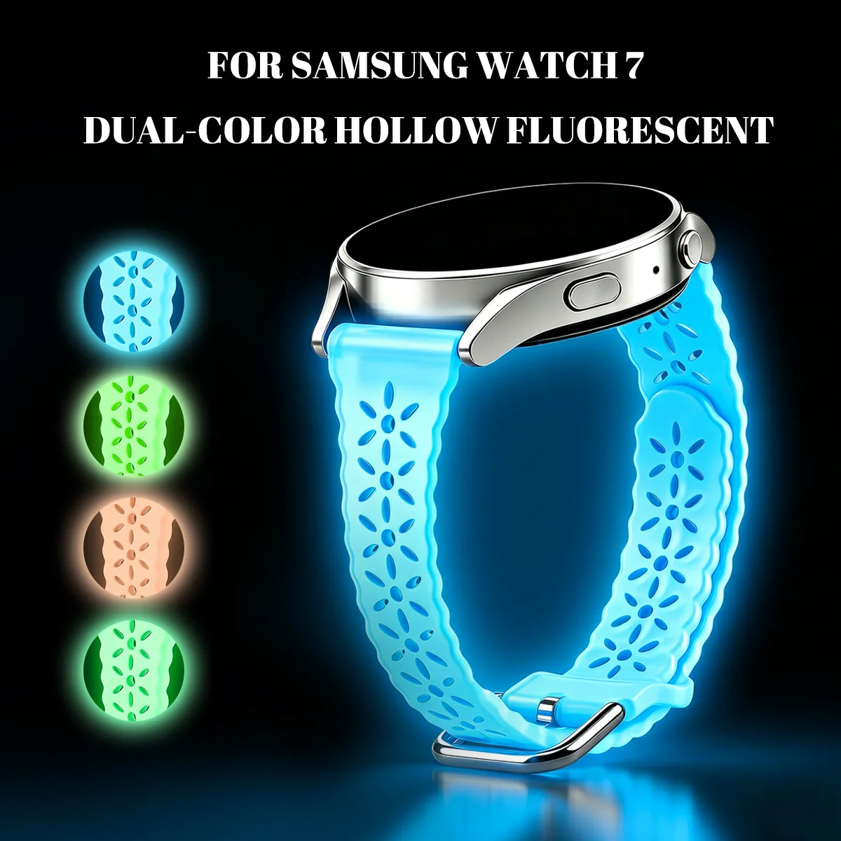 20mm Luminous Silicone For Samsung Galaxy Watch 5pro 45mm/Watch 7/6/5/4 40mm 44mm FE For Huami Amazfit Active Smartwatch Band