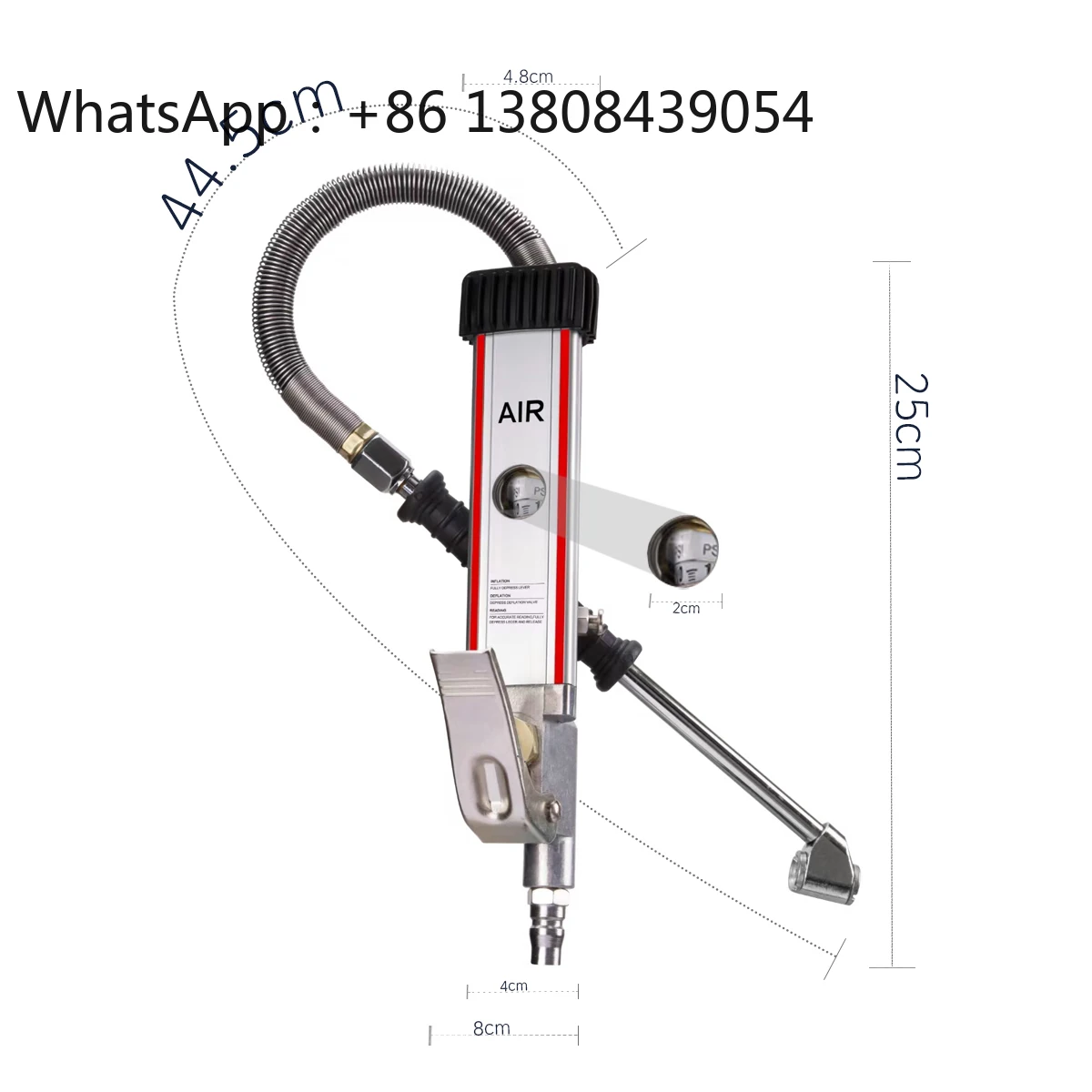Heavy Duty Aluminum Alloy Tyre Inflator Gage with 1/4