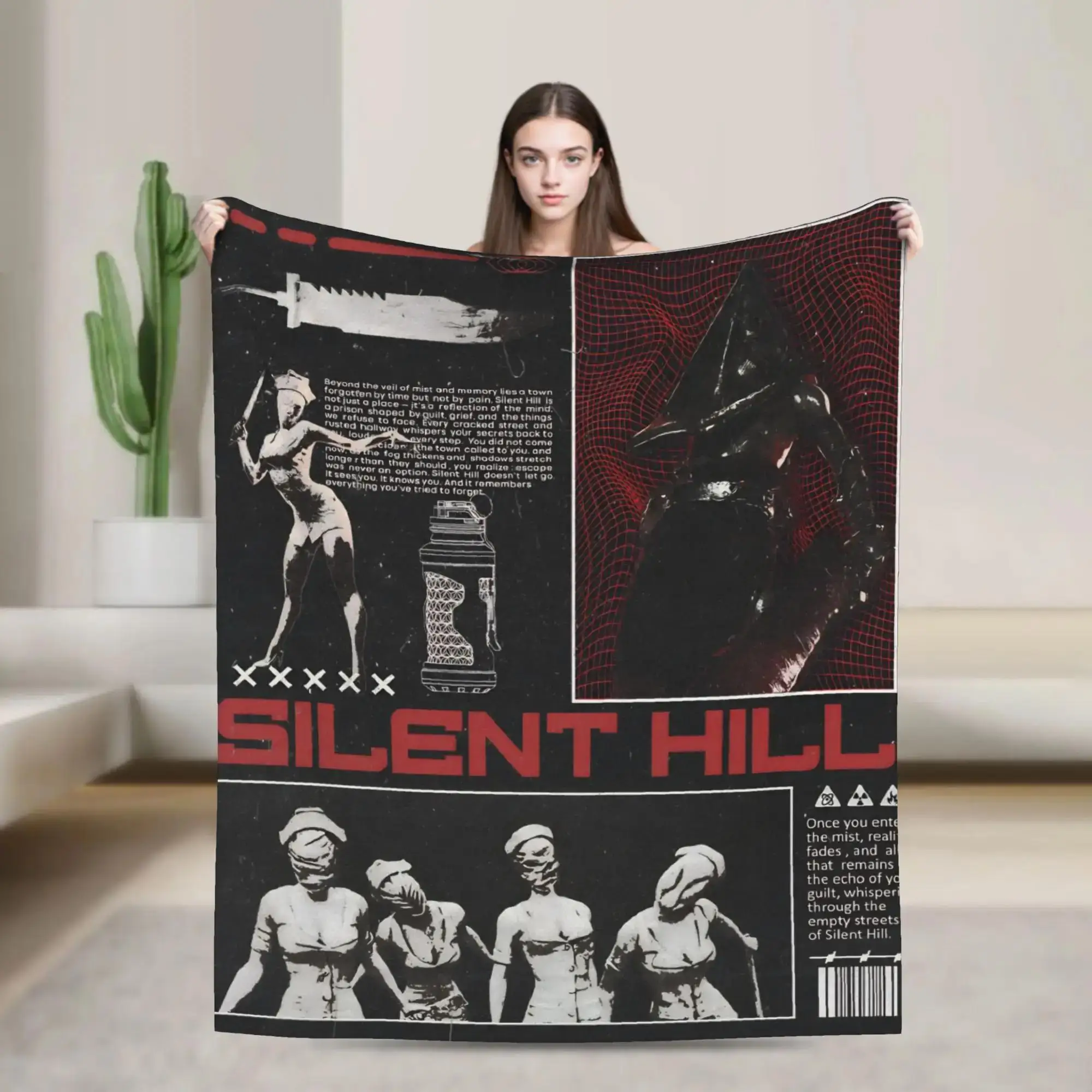 

Плюшевый плед с тематикой игры Silent Hill: мягкий, теплый, комфортный, для домашнего декора, декоративное фланелевое покрывало или накидка на кровать