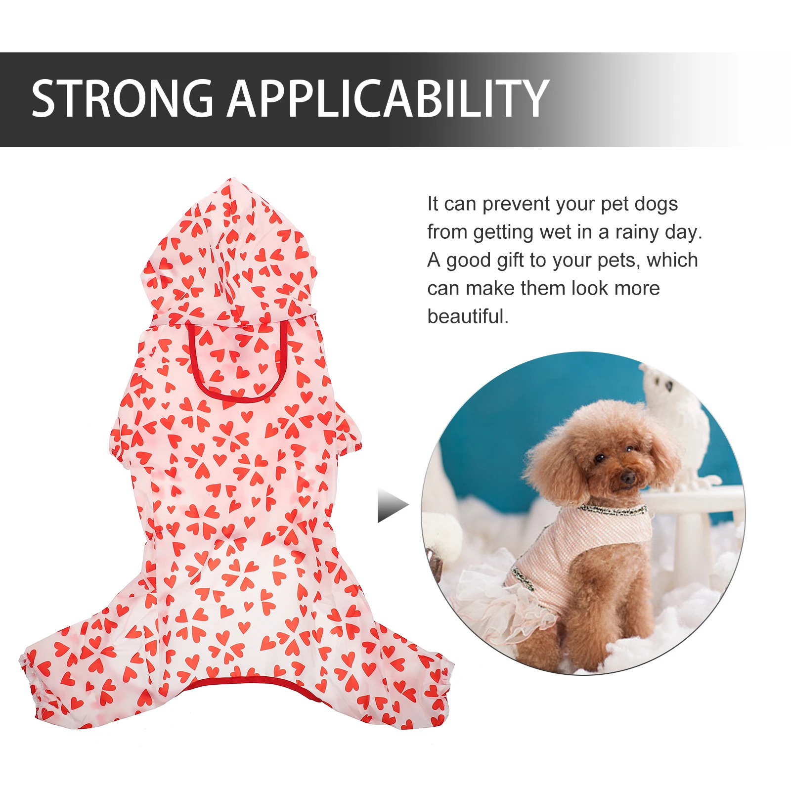 

Waterproof Dog Stylish Polyester Dog Raincoat Exquisite Fashion Pet Poncho Polyester Hooded Puppy Coat Dogwear