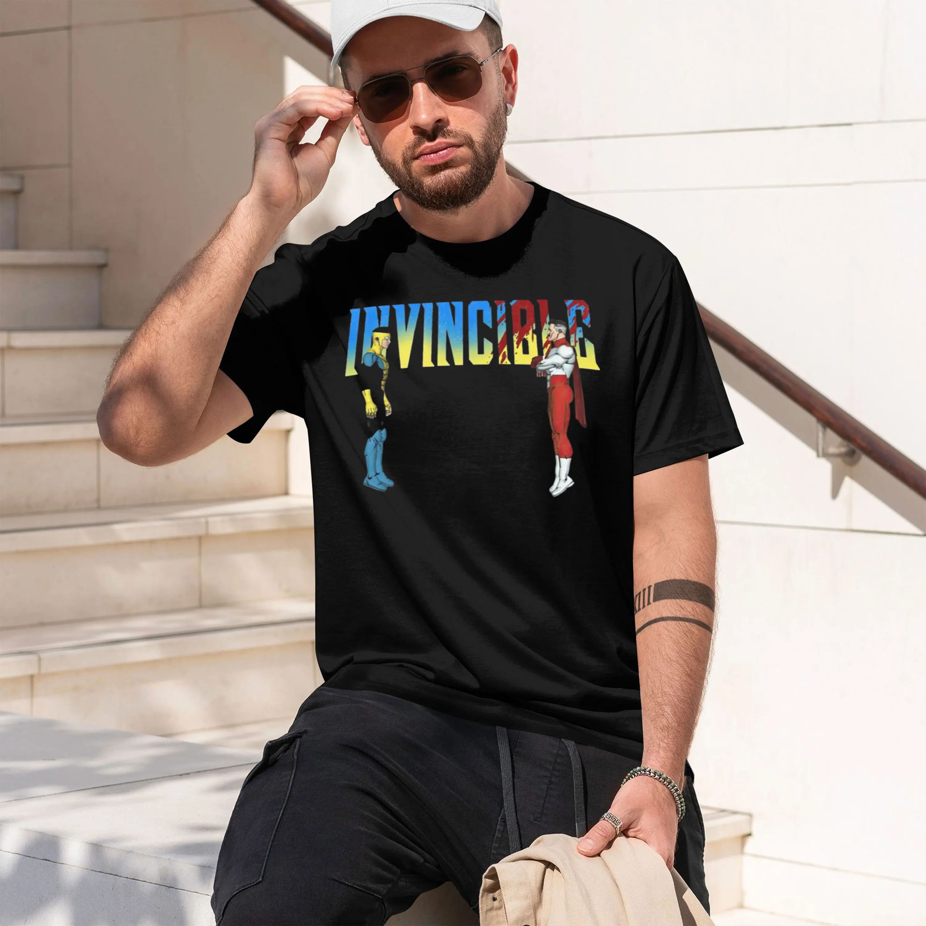 Novelty TV Series Anime Invincible  Grayson T-Shirts for Men Round Neck Washed T Shirt Short Sleeve Tees Unique 2026 New Model