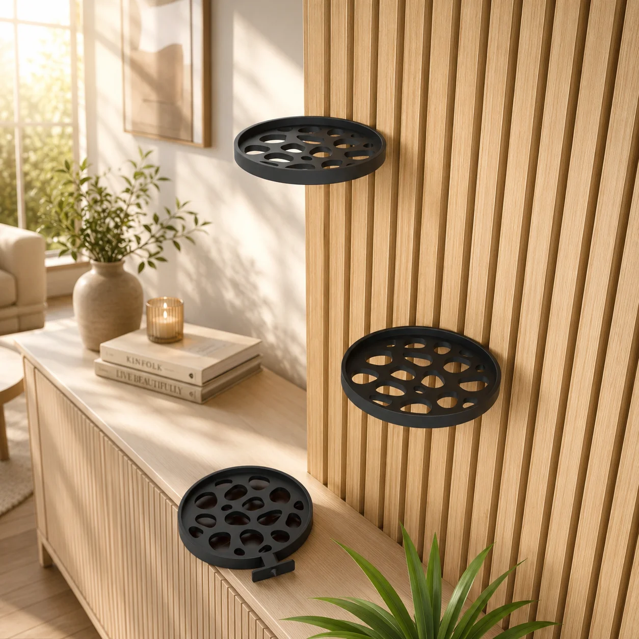 2-piece/heavy-duty soundproof panel tray storage rack, strong load-bearing capacity, no drilling buckle installation, stylish an