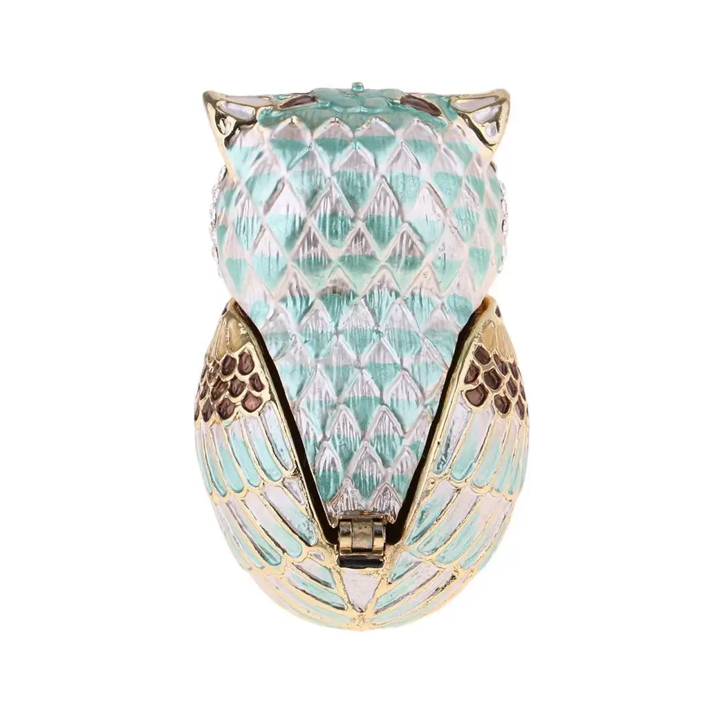 

Vintage Owl Jewelry Storage Box Zinc Alloy Decorative Enamel Gift Case for Earrings Rings Necklaces