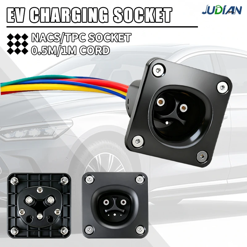TPC/NACS AC Vehicle End EV Socket 16A 32A 50A 80A 0.5M Cable EV Charging Socket For Tesla Model 3/X/Y