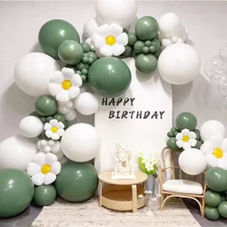 Diy Sage Green Dasiy Ballonnen Guirlande Boog Kit Wit Aantal Ballonnen Voor Bridal Baby Shower Birthday Party Bruiloft Decoratie