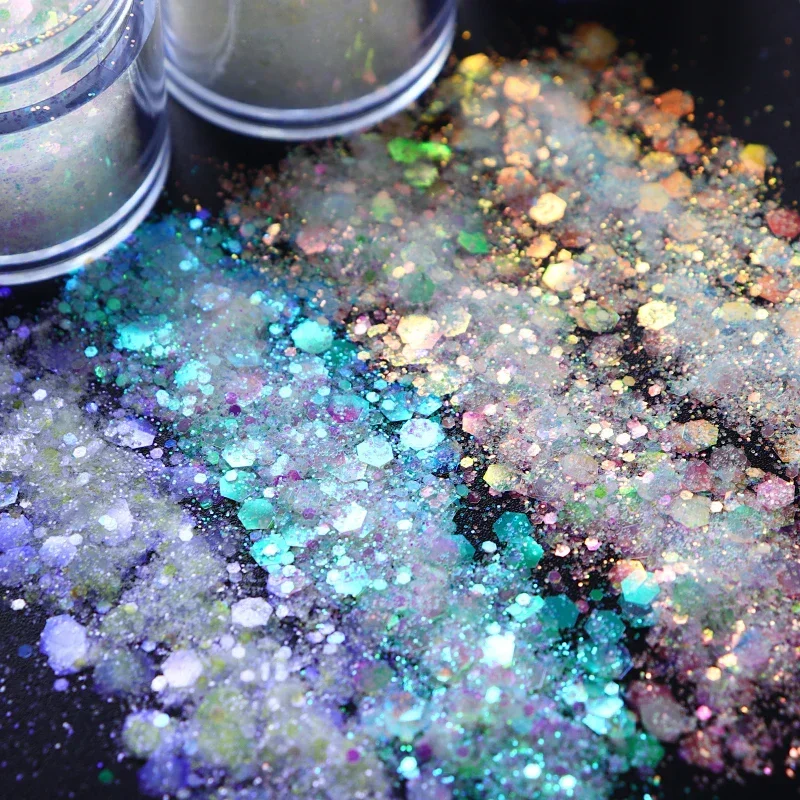 10 ml Iridescent Mermaid Flakes Resin Glitter Powder Filler For Epoxy Resin Hexagons Mix Resin Art Supplies Filling Accessories