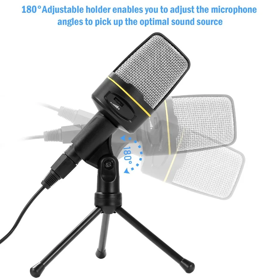 Micrófono de condensador profesional con soporte para trípode Audio Studio Rrding micrófono de escritorio micrófono ible