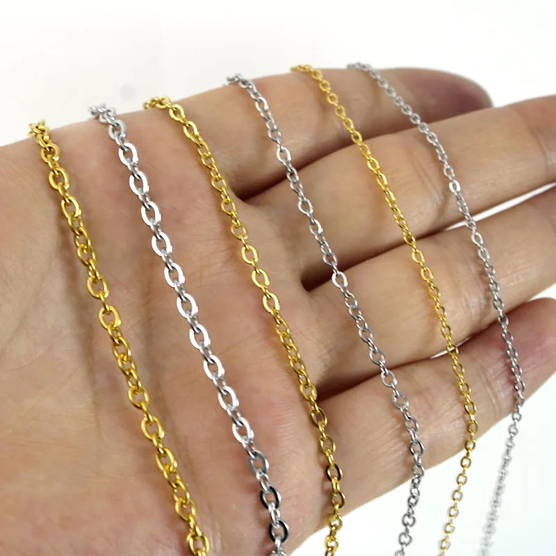 

5-2Meter Stainless Steel Cable Chain Bulk Gold 1/1.5/2/3mm Link Chains Necklace Pendant Bracelet DIY Jewelry Making Accessories