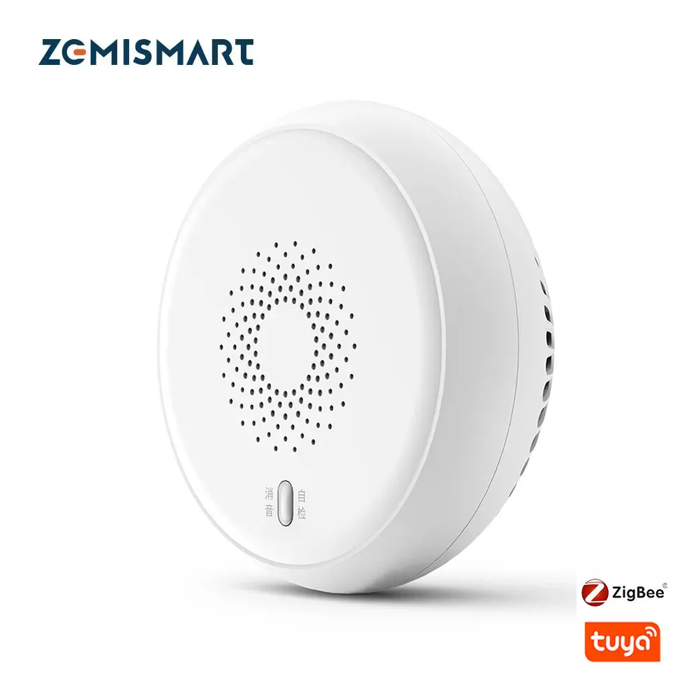 Zemismart Tuya Zigbee Smart Smoke Sensor Fire Smoke Detector Security Alarm System Linkage Smart Home Device Battery Powered