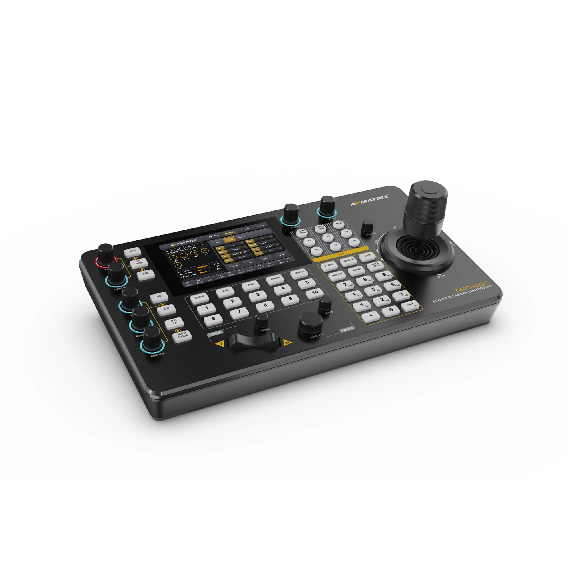 

PKC4000 Supports Video Decoding 5 Inch Touch Screen PTZ Camera Controller With 4D Joystick Tally GPIO for Switch
