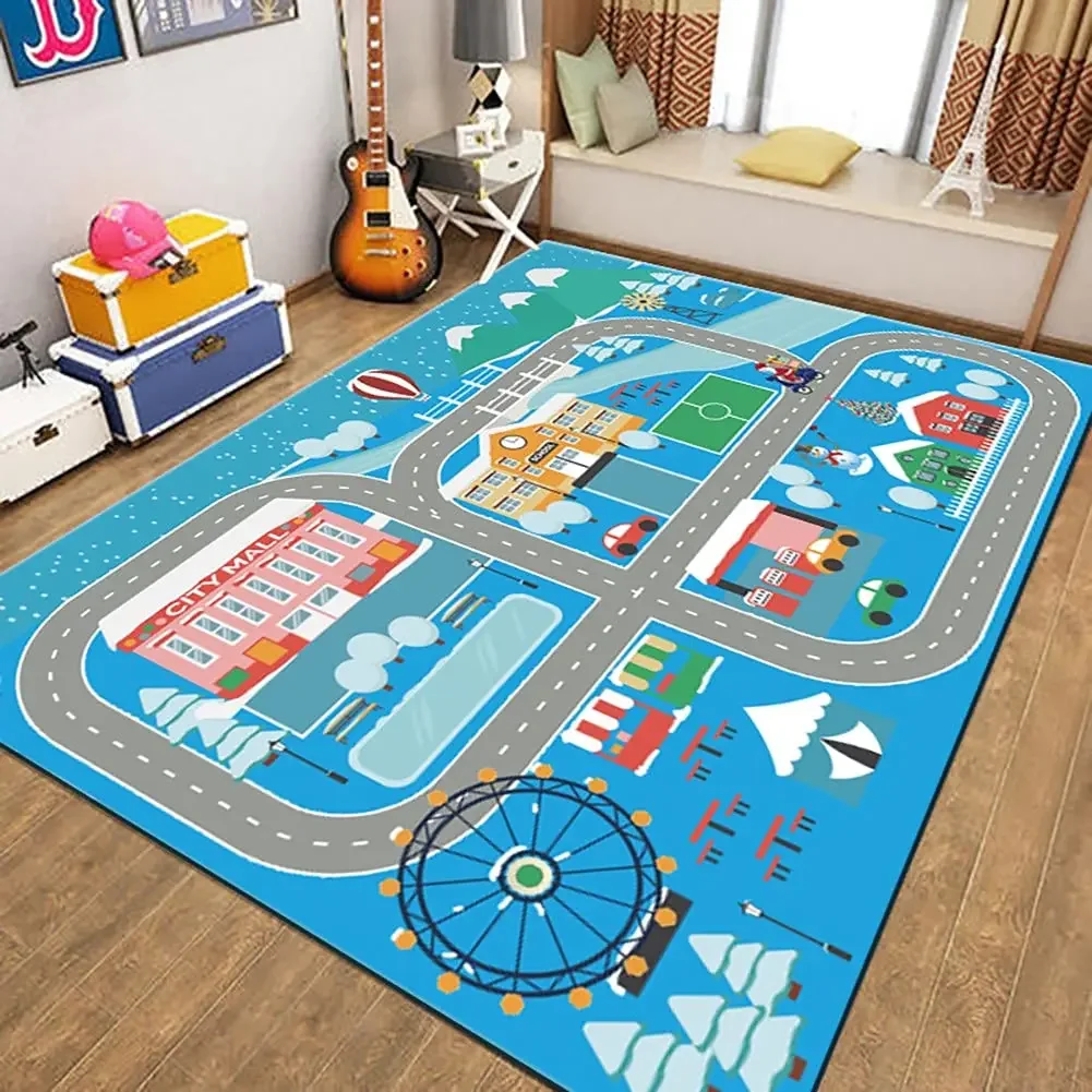 Children\'s Play Room Carpet , Road and Street Traffic Carpets Puzzle Game Floor Mat for Bath Living Room Baby Room Bedroom Decor