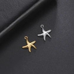 EUEAVAN 5pcs Stainless Steel Starfish Charm Pendants Necklace Findings Bracelet Charm Making DIY Jewelry Accessories
