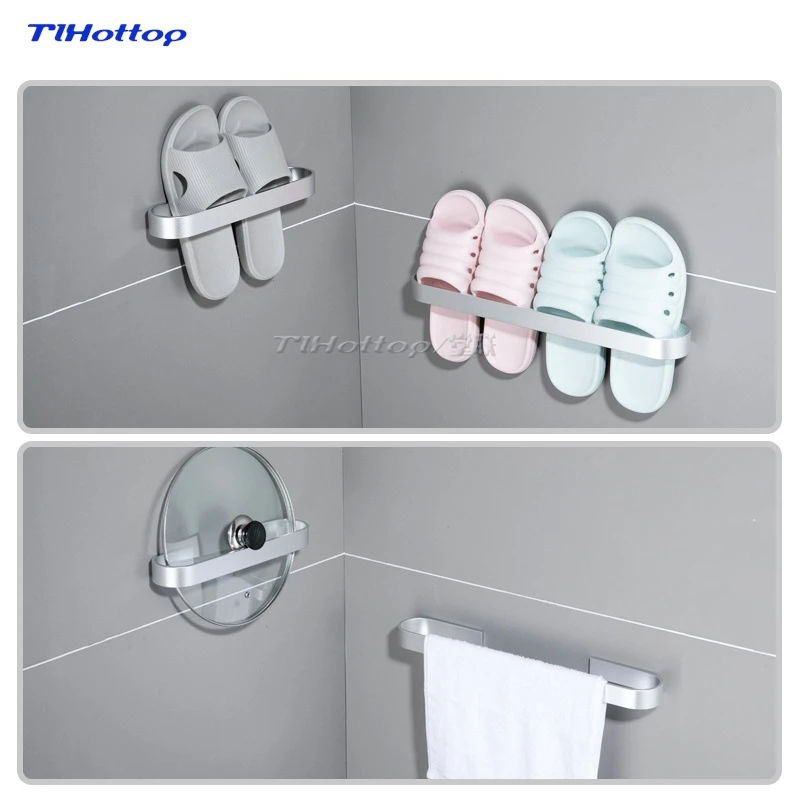 Perforation-free Space Aluminum Slipper Rack Bathroom Towel Rack Storage Rack Sandals Drain Storage Rack 61cm