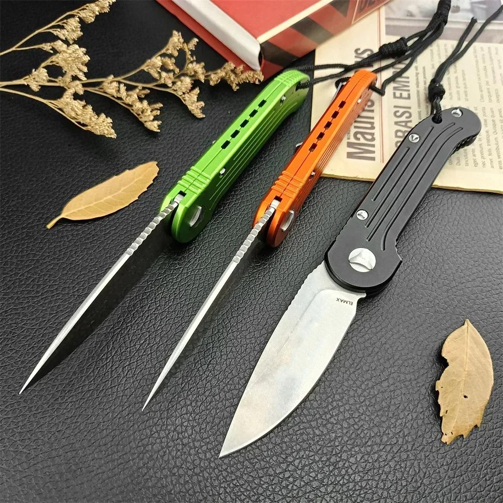 High Quality MIC 135-10OR LUDT Folding Knife D2 Stonewash Blade Aluminum Alloy Handles Outdoor Pocket Hunting EDC Tool