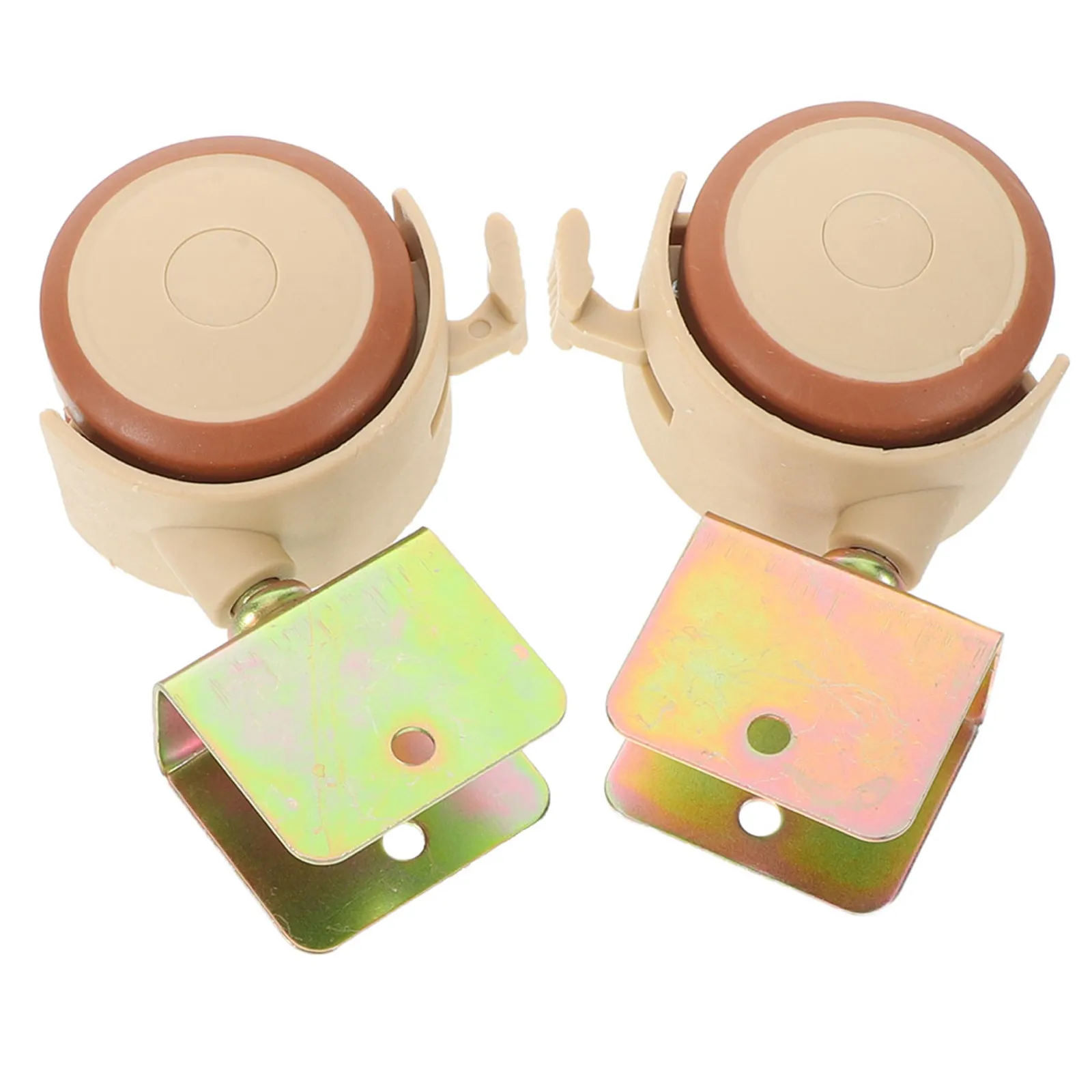 2 Pcs Crib Silent Pulley Furniture Bracket Wheels Baby Bed Casters with Brake Swivel U-bracket