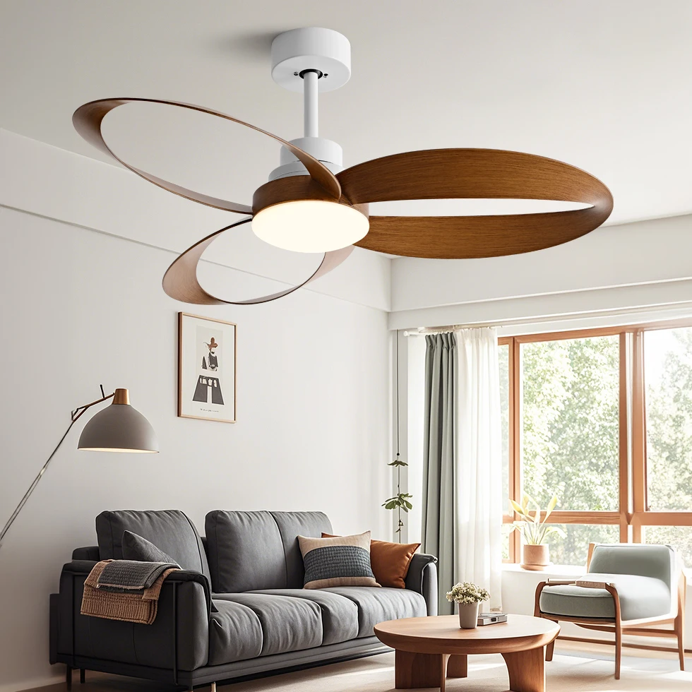 42/52 Inch Ceiling Fan Light Retro Industrial Wooden Ventilation Fan 3-leaf Remote Control Homes Hotels Offices Ventilation