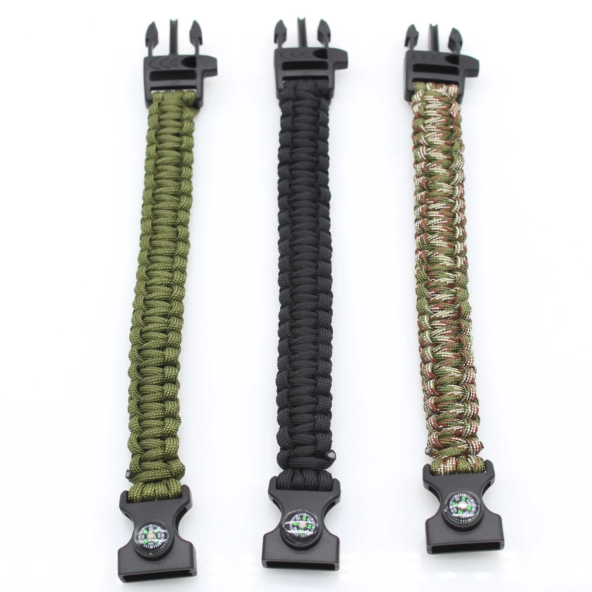 Pulsera de supervivencia Paracord multifunción, cadena de cuerda trenzada de emergencia con silbato y brújula para viajes al aire libre, Camping y