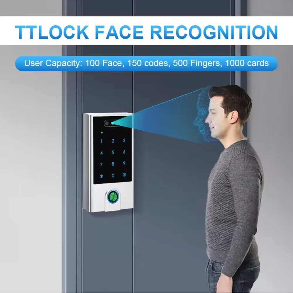 

2025 hot sale Tt Lock 3D Face Recognition Access Control Attendance Machine Keyless Phone Bluetooth APP Remote Fingerprint Rfid