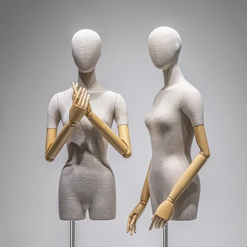 High Quality Bamboo Knot Linen Model Props Upper Body Mannequin Corps Femme Stand Women…