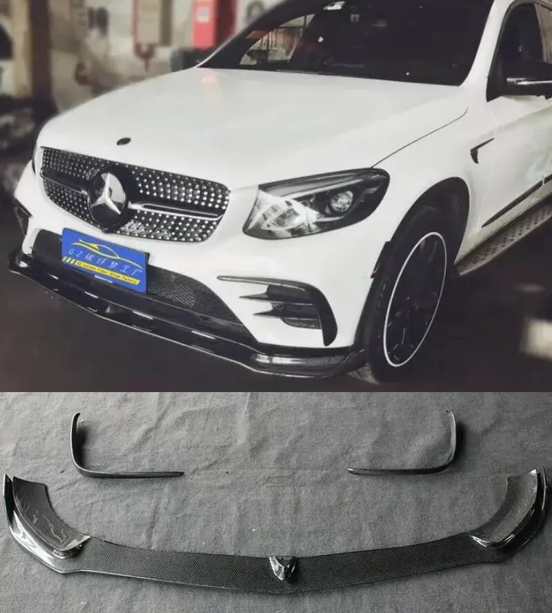 

For Mercedes Benz GLC260 L300L 2017 2018 2019 Real Carbon Fiber Front Bumpers Lip Splitter Wind Knife Cover Body Kit