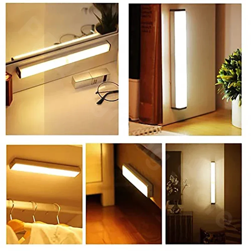 11/20/30/40cm Sensore di movimento LED Bar Light Induzione Luce notturna Lampada portatile senza fili magnetica per armadio per cucina Comodino