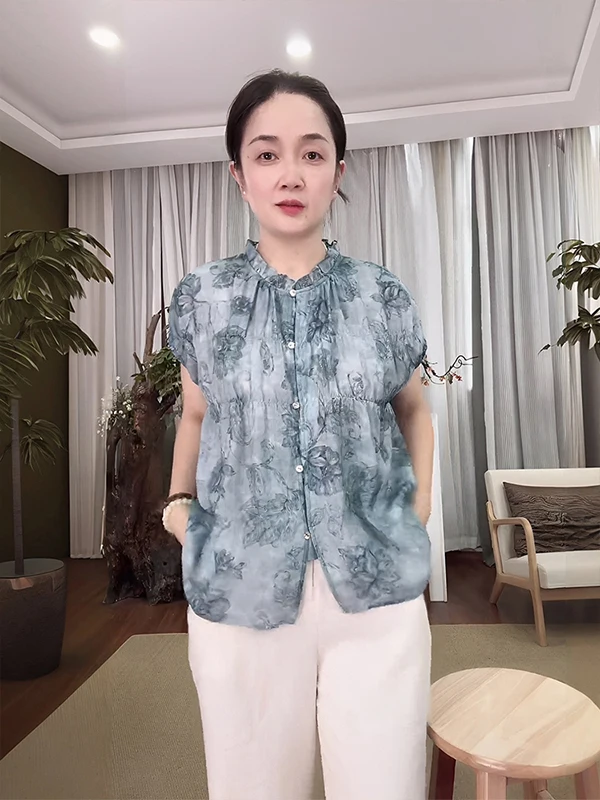 

Повседневный кружевной воротник ort Sve, женский тонкий летний цветочный принт, дышащий, удобный, свободный крой, китайский...