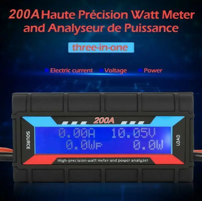 200 A Высокоточный пульт дистанционного управления ватт анализатор мощности батареи напряжение инструментальный усилитель ЖК-экран-