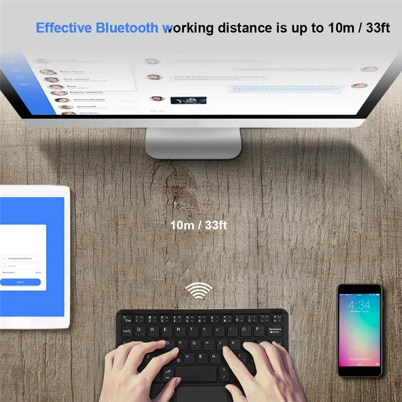 A42Z-Ultra-Slim Mini Touchpad Keyboard, Keyboard With Built-In Multi-Touch Trackpad For Smart TV HTPC PC Tablet Laptop