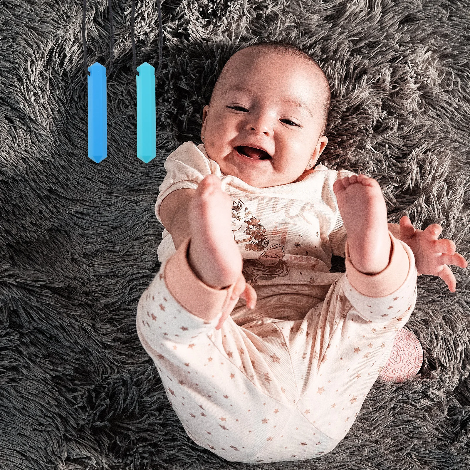 

2Pcs Baby Chewing Pendants Silicone Durable Safe Bite Resistant Infant Teether Teeth Cleaning Practical Chewing