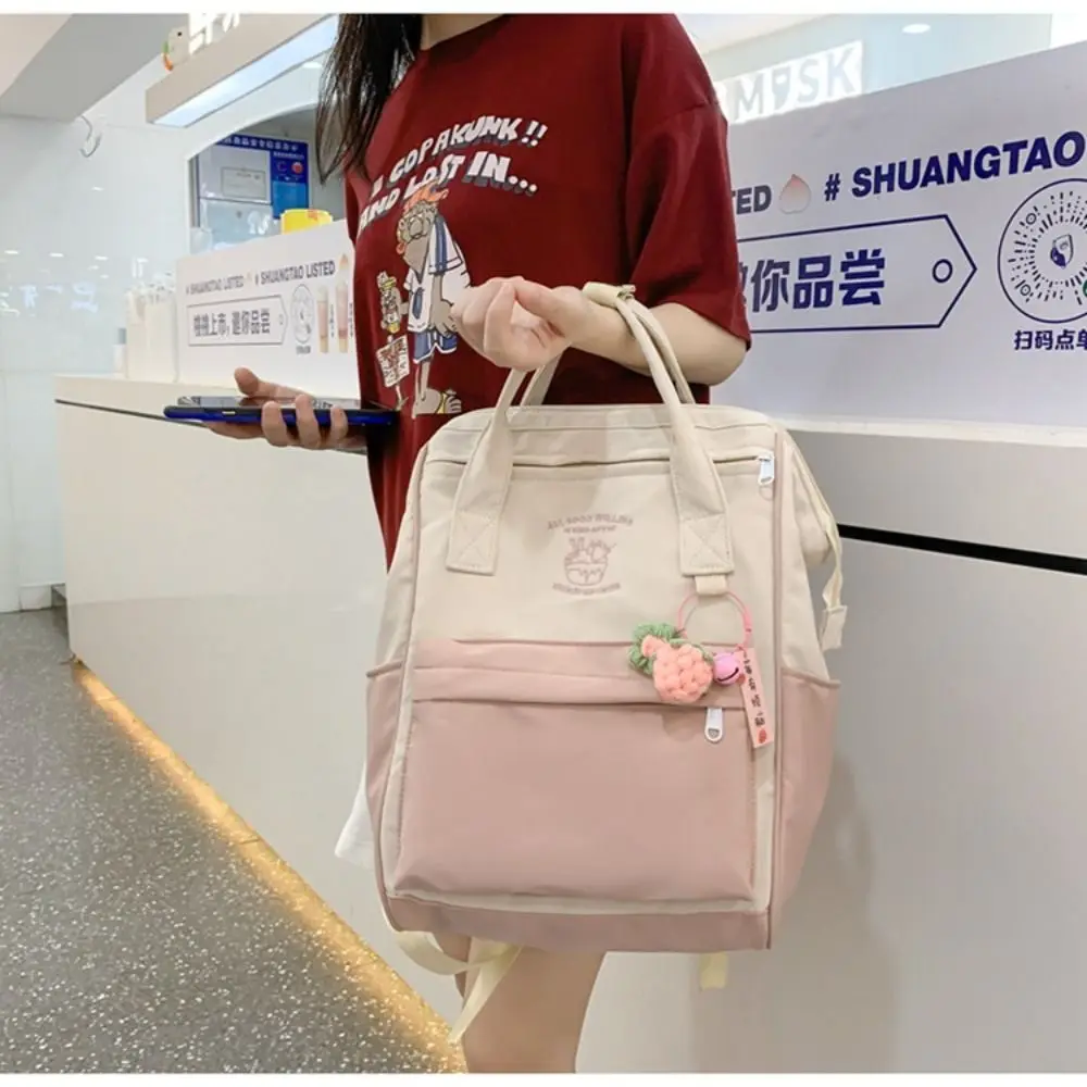 Durable Laptop Backpack High Quality Lightweight Canvas School Backpack Student Bookbag Contrasting Colors Travel Bag