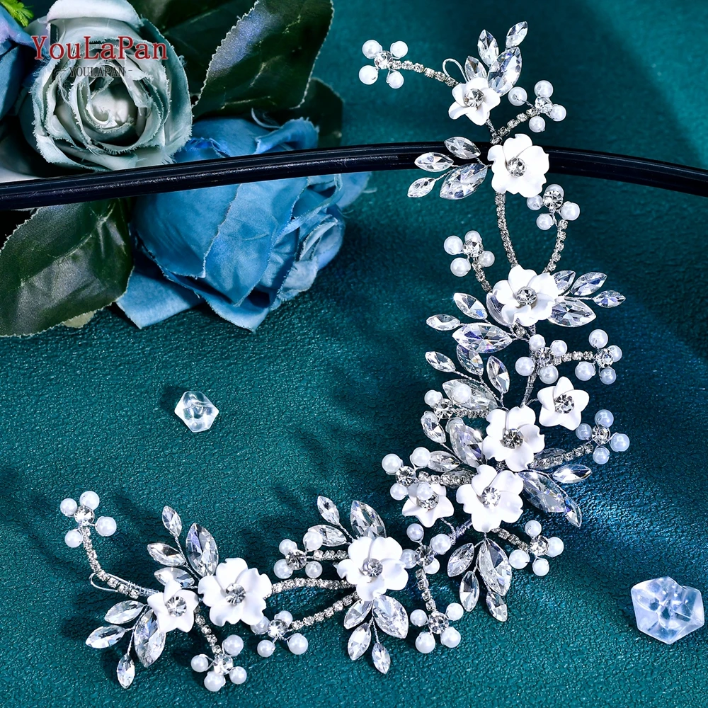 

YouLaPan Bridal Flower Hair Vine Elegant Pearl Wedding Headband Accessories Bride Party Headpiece Girl Princess Headwear HP945