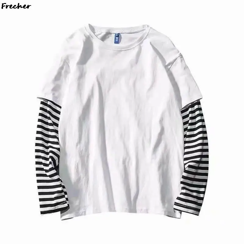 Cotton Striped T-shirt Women Long Sleeves Tee Tops Korean Fashion Plus Size Clothes Shirts Spring Summer Tee Shirts Breathable