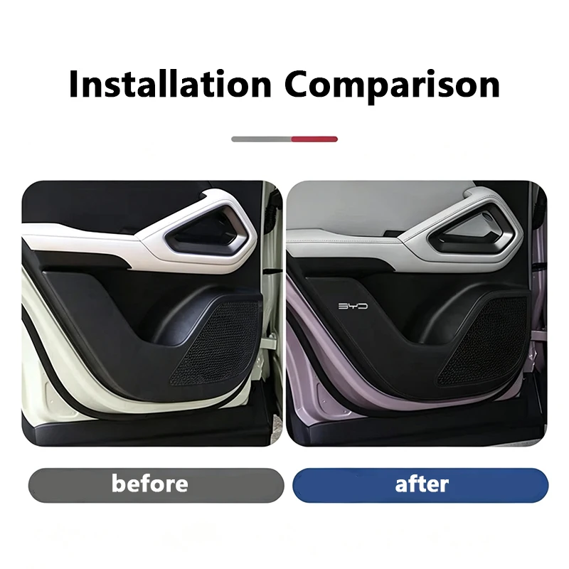 For BYD ATTO 2 Yuan UP 2024-2026 Car Door Anti-Kick Pad Leather Side Door Panel Protector Anti-scratch Cover Car Decoration